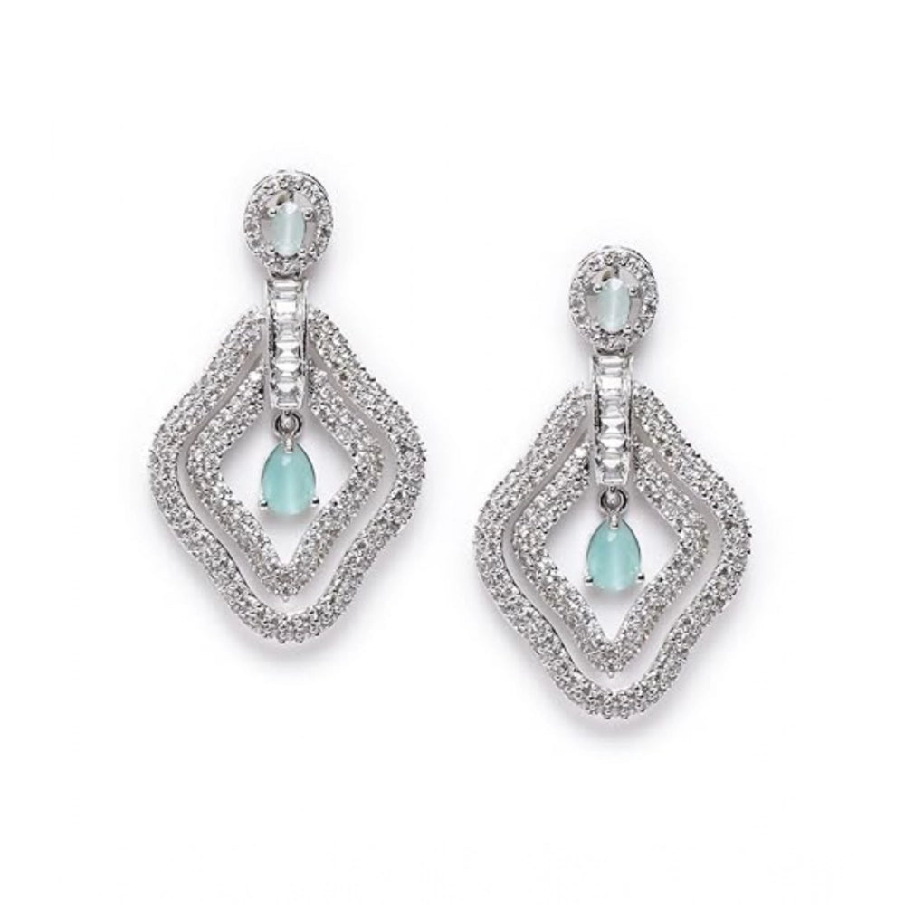 Vaystra Gold Plated Brass Silver Plated Drop Earrings in Turquoise,
