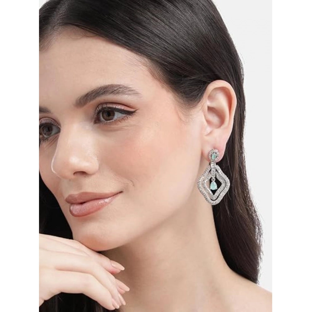 Vaystra Gold Plated Brass Silver Plated Drop Earrings in Turquoise,