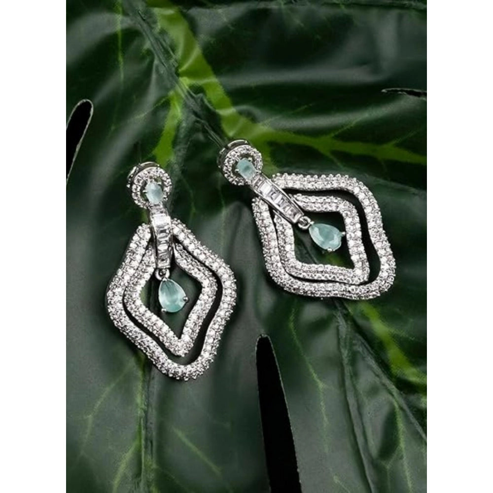 Vaystra Gold Plated Brass Silver Plated Drop Earrings in Turquoise,