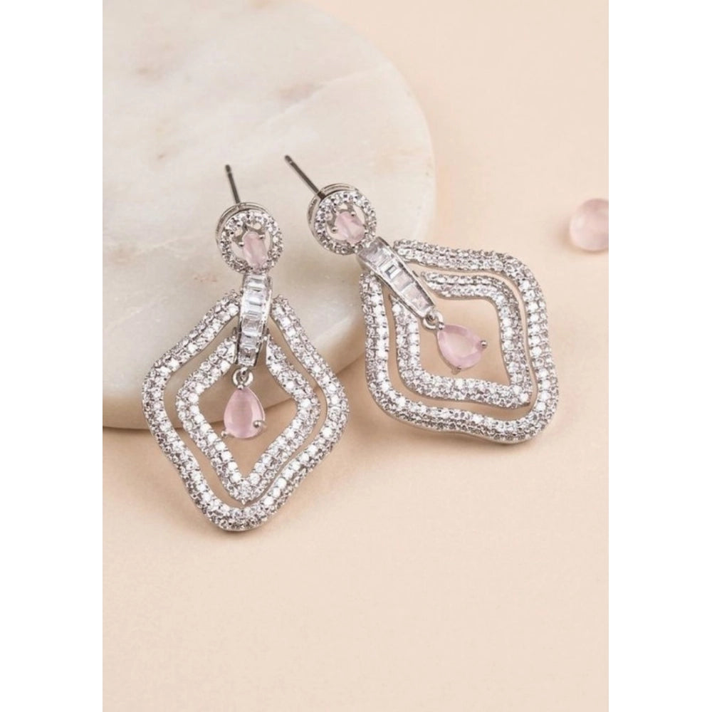 Vaystra Gold Plated Brass Silver Plated Drop Earrings in Pink,