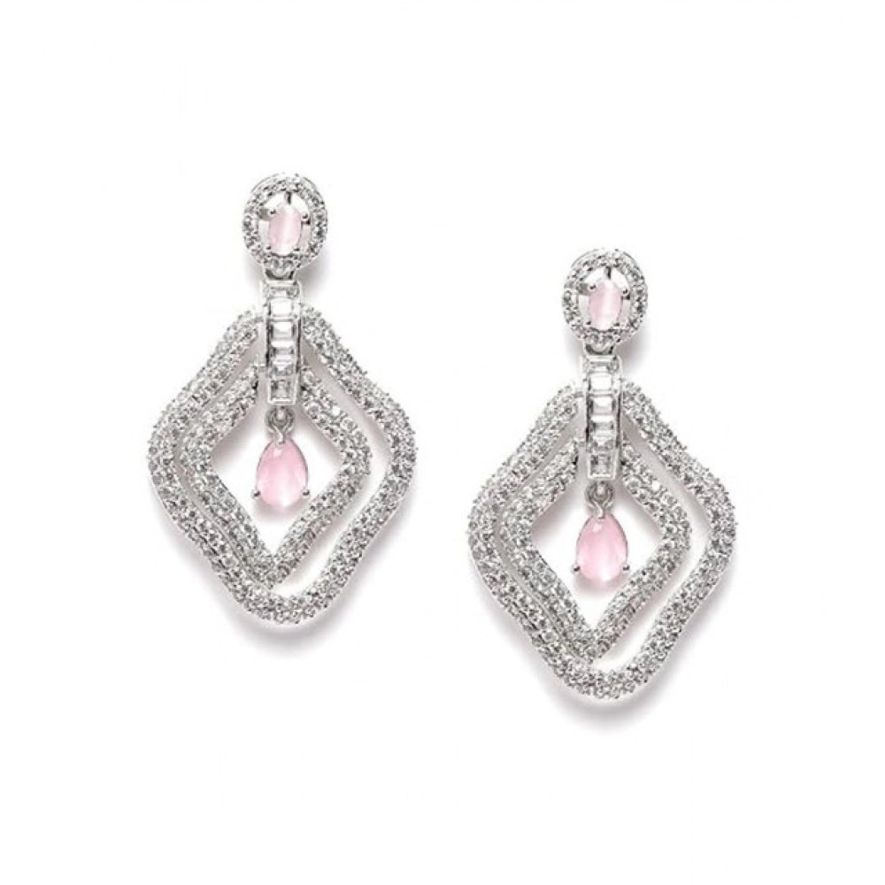 Vaystra Gold Plated Brass Silver Plated Drop Earrings in Pink,