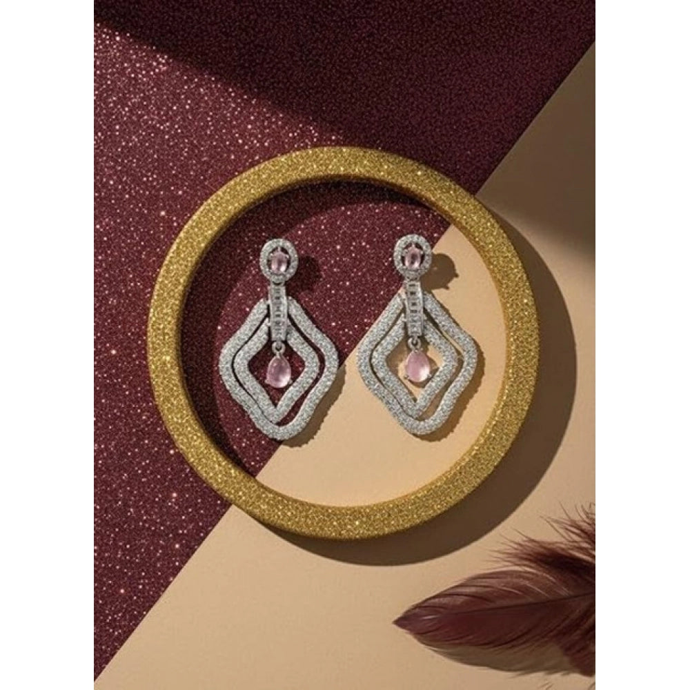 Vaystra Gold Plated Brass Silver Plated Drop Earrings in Pink,