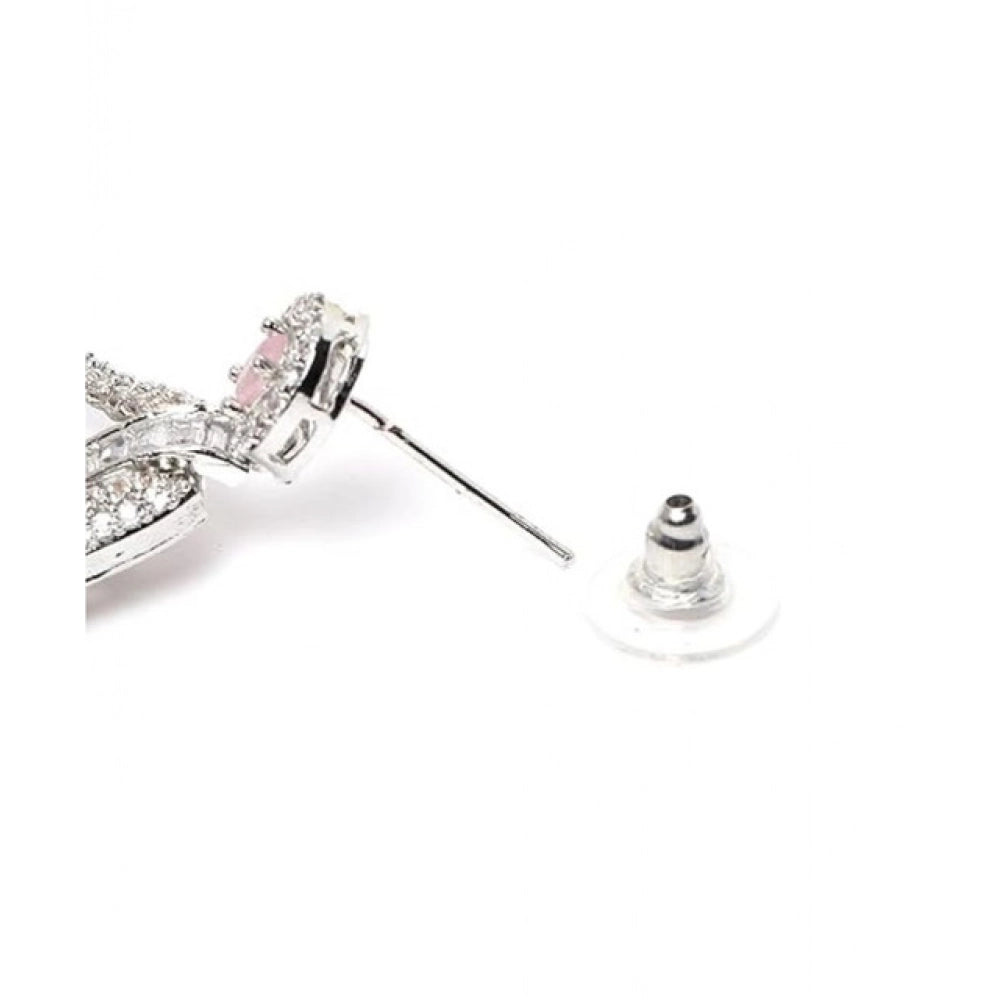 Vaystra Gold Plated Brass Silver Plated Drop Earrings in Pink,