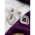 Vaystra Handcrafted Brass Silver Plated Drop Earrings - Red, Edition
