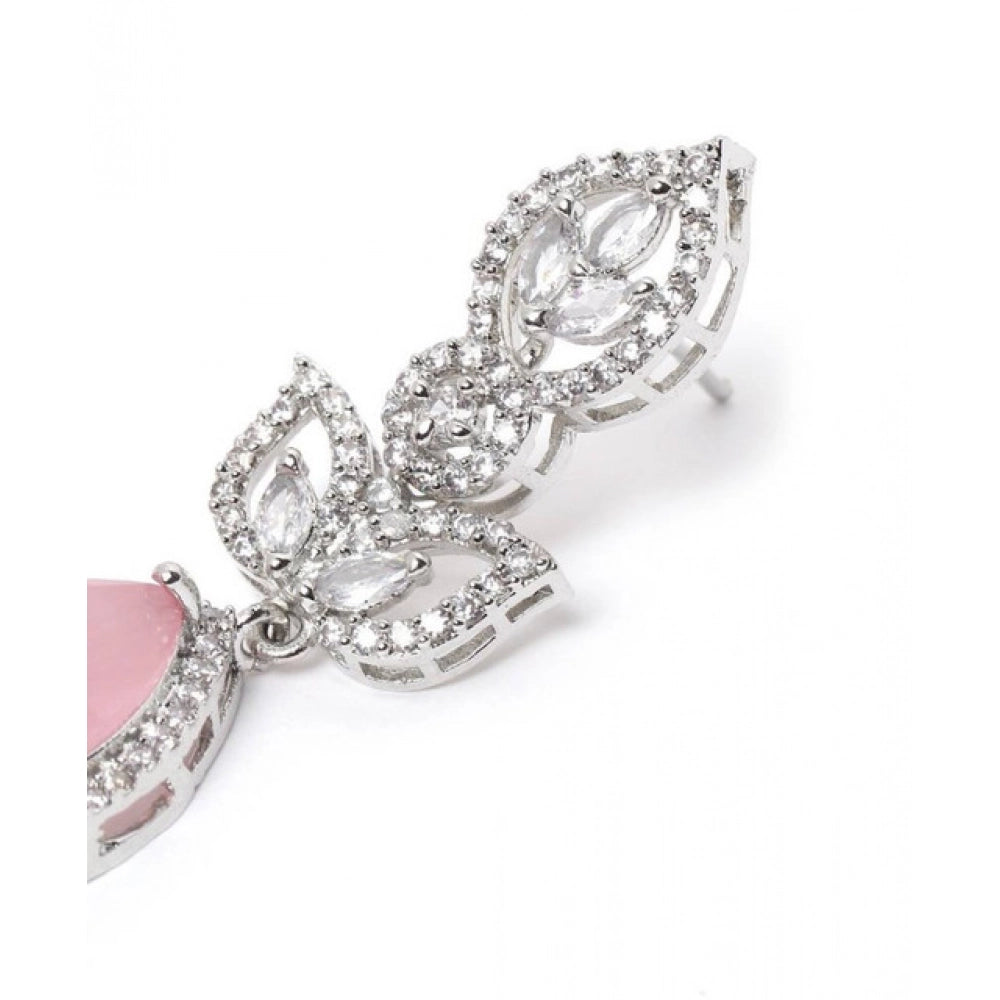 Vaystra Gold Plated Brass Silver Plated Drop Earrings in Pink,