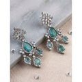Vaystra Brass Silver Plated Drop Earrings - Turquoise,
