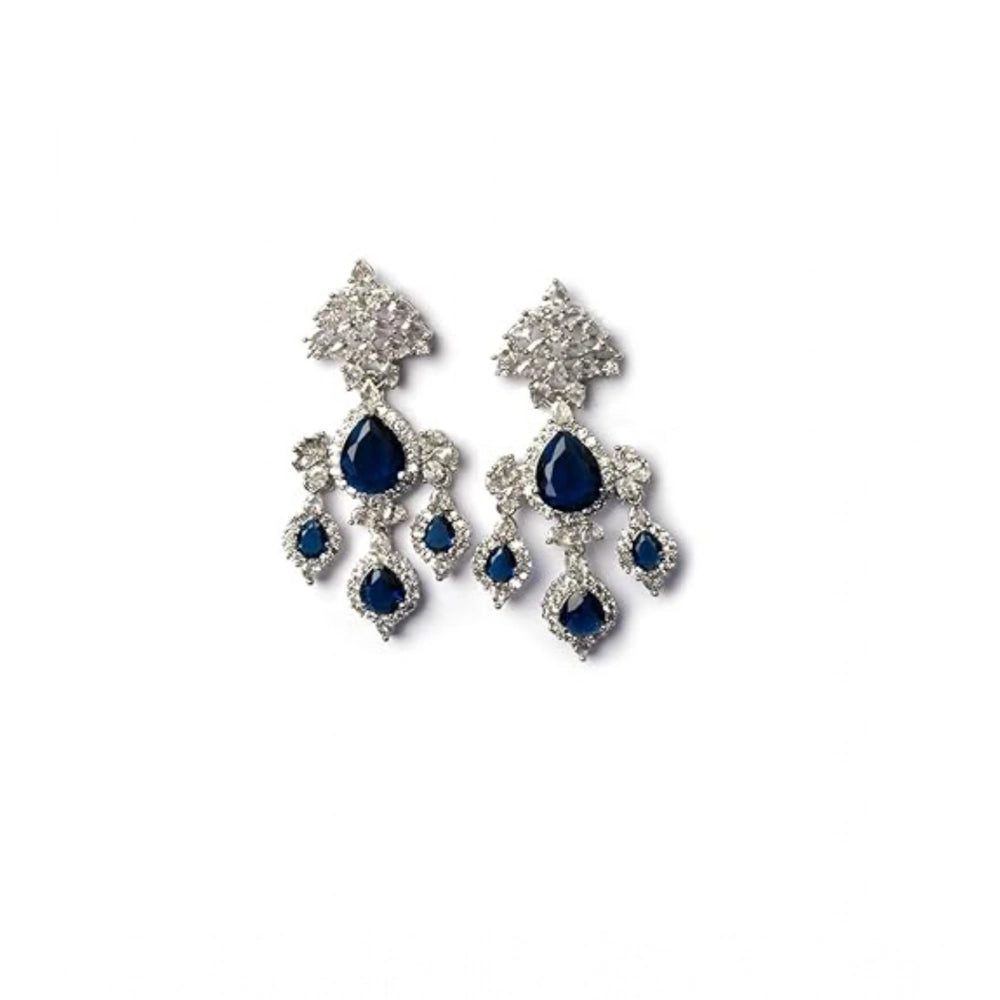 Vaystra Gold Plated Brass Silver Plated Drop Earrings in Blue,