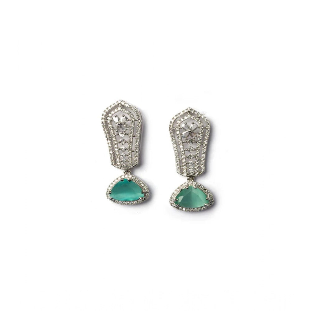 Vaystra Gold Plated Brass Silver Plated Drop Earrings in Turquoise,