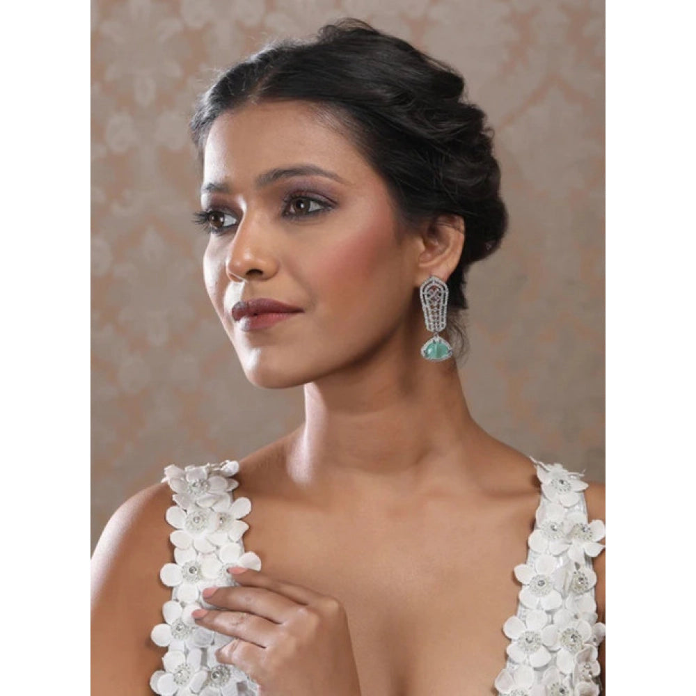 Vaystra Gold Plated Brass Silver Plated Drop Earrings in Turquoise,