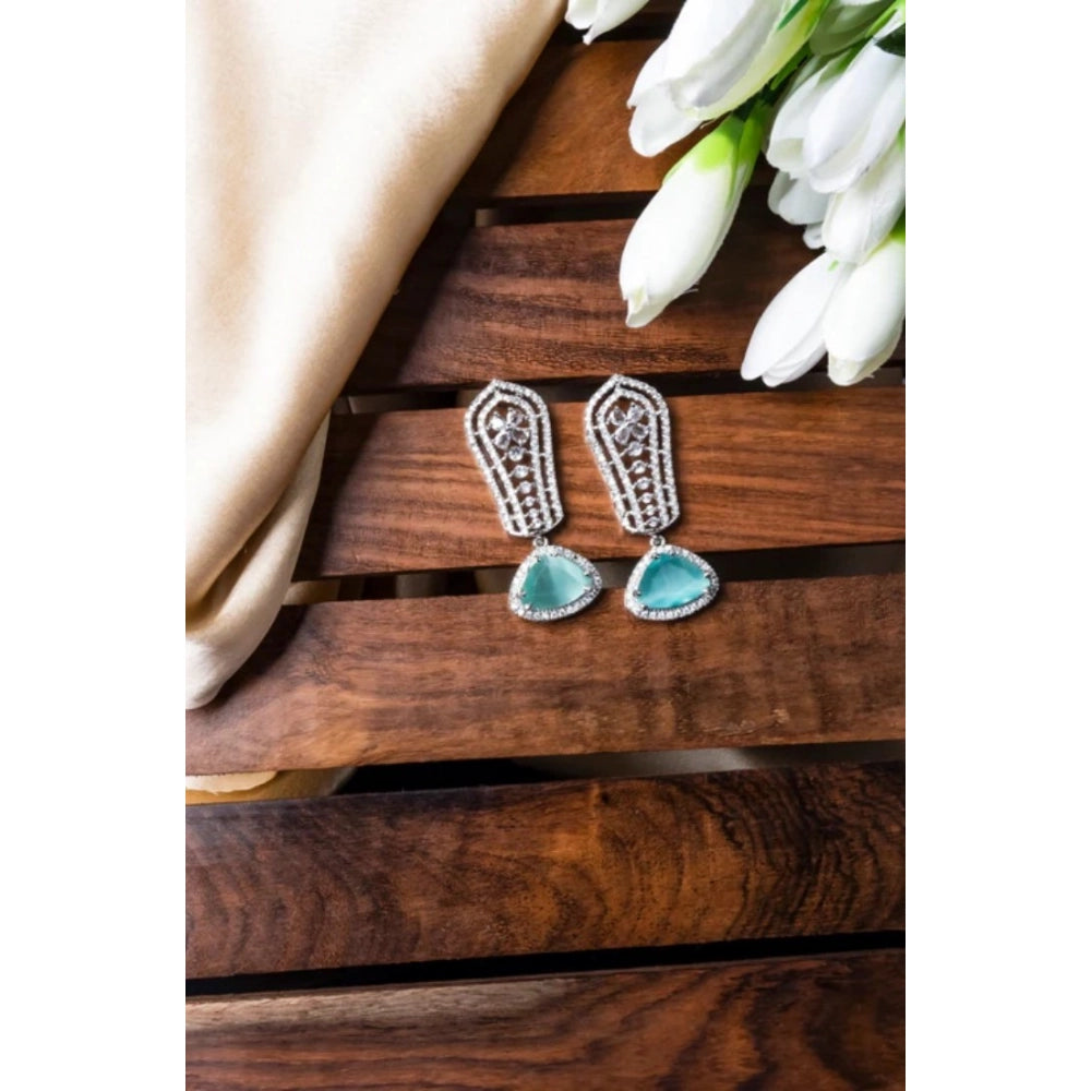 Vaystra Gold Plated Brass Silver Plated Drop Earrings in Turquoise,