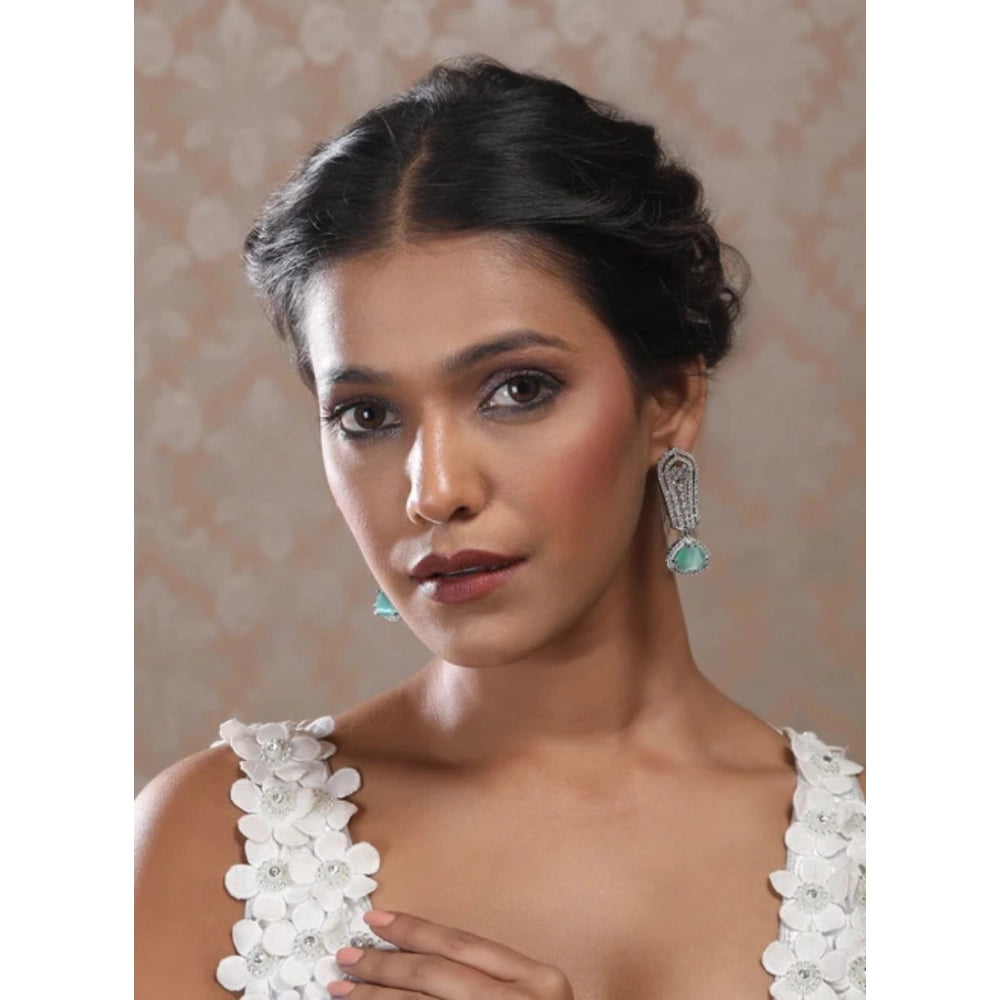 Vaystra Gold Plated Brass Silver Plated Drop Earrings in Turquoise,