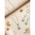 Vaystra Handcrafted Brass Silver Plated Pendant Set - Turquoise, Edition