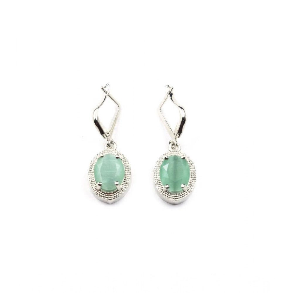 Vaystra Handcrafted Brass Silver Plated Pendant Set - Turquoise, Edition
