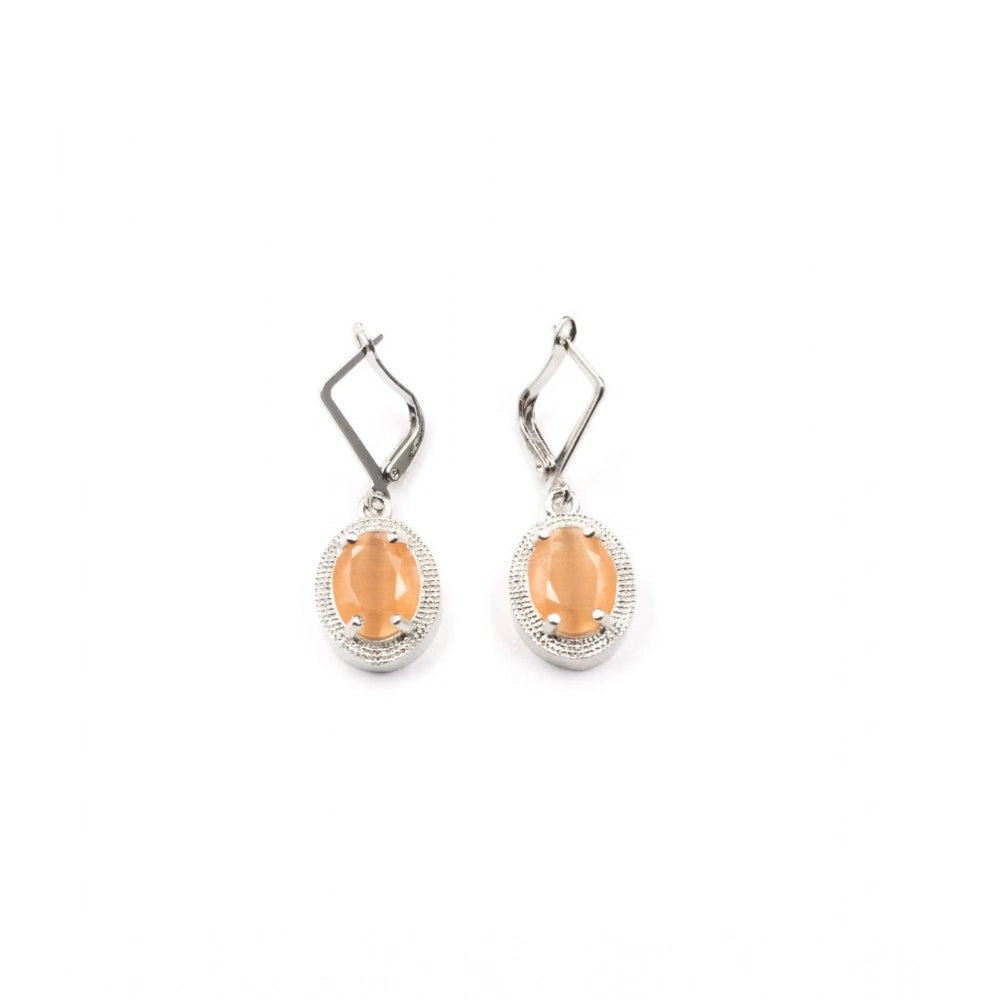 Vaystra Brass Silver Plated Pendant Set - Orange,