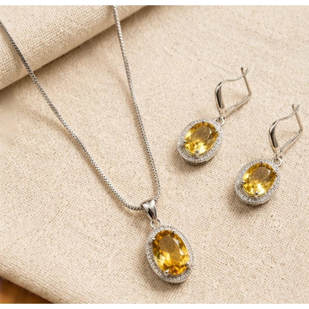 Vaystra Handcrafted Brass Silver Plated Pendant Set - Yellow, Edition