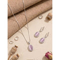 Vaystra Gold Plated Brass Silver Plated Pendant Set in Pink,