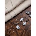 Vaystra Handcrafted Brass Silver Plated Pendant Set - Grey, Edition