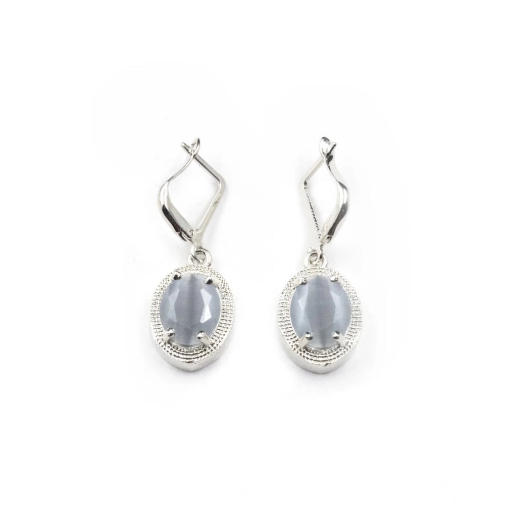 Vaystra Handcrafted Brass Silver Plated Pendant Set - Grey, Edition