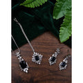 Vaystra Brass Silver Plated Pendant Set - Blue,