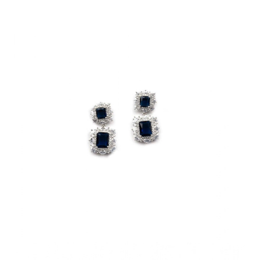 Vaystra Gold Plated Brass Silver Plated Pendant Set in Blue,