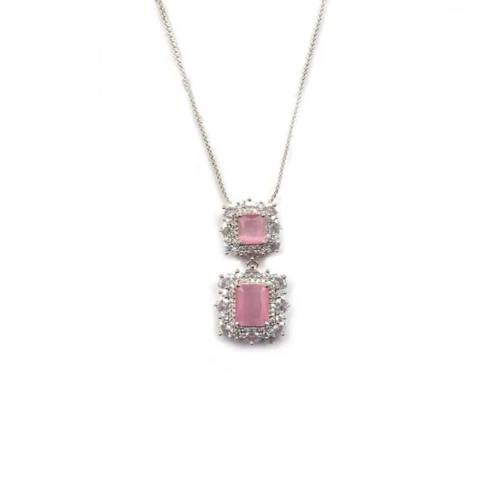 Vaystra Gold Plated Brass Silver Plated Pendant Set in Pink,