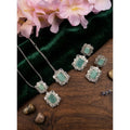 Vaystra Handcrafted Brass Silver Plated Pendant Set - Mint, Edition