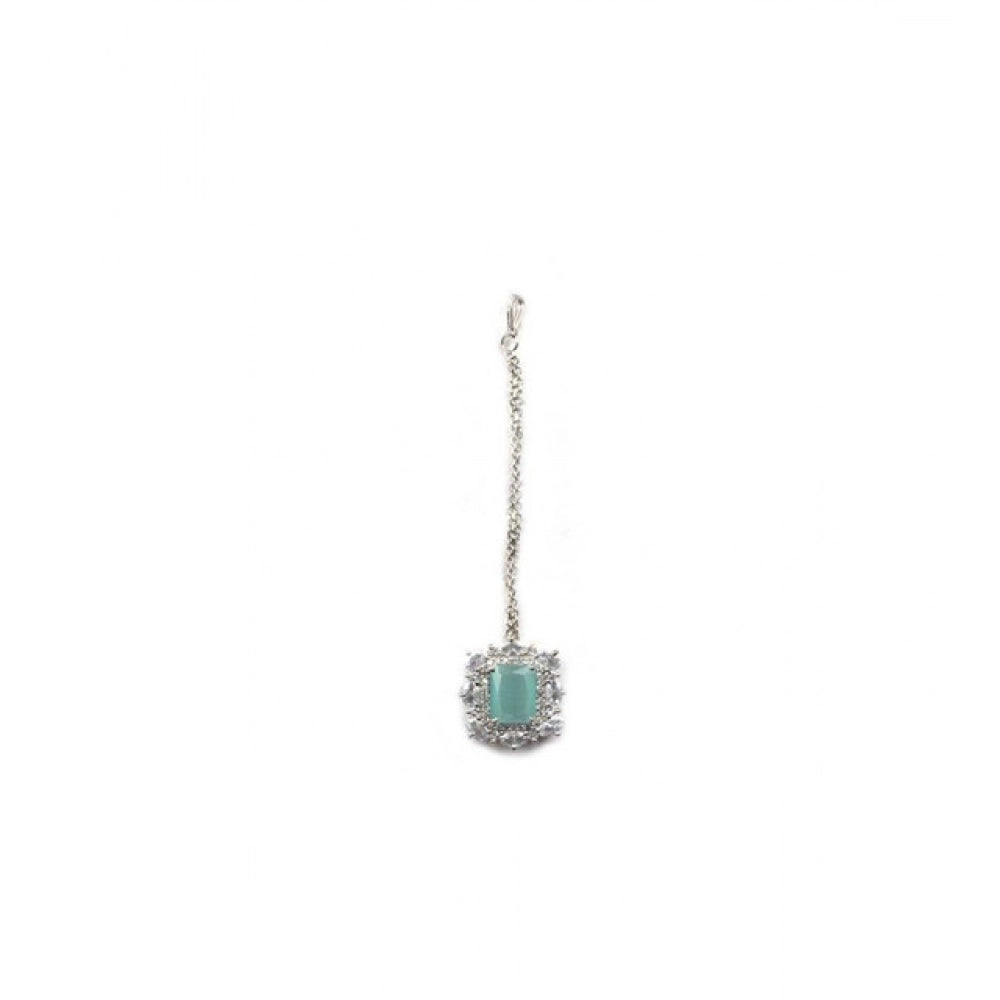 Vaystra Handcrafted Brass Silver Plated Pendant Set - Mint, Edition