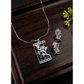 Vaystra Handcrafted Brass Silver Plated Pendant Set - Blue, Edition