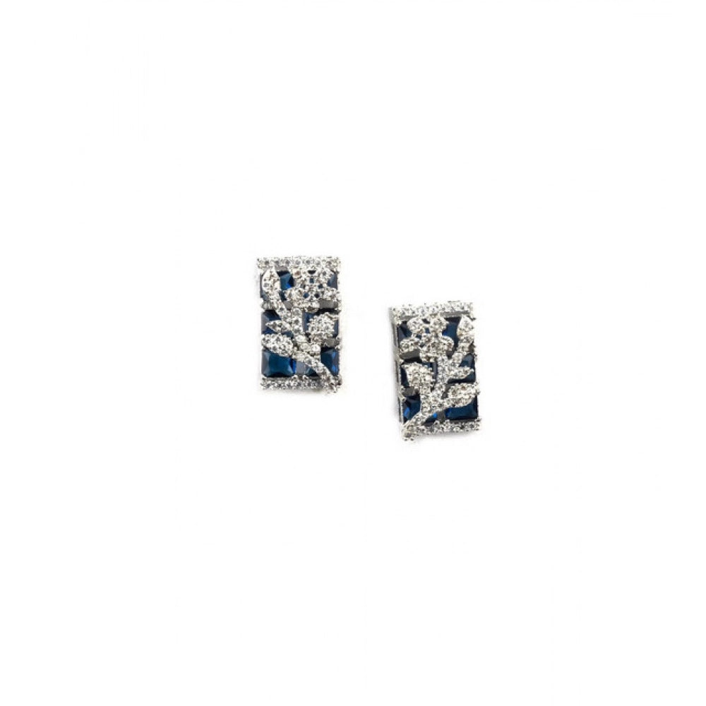 Vaystra Handcrafted Brass Silver Plated Pendant Set - Blue, Edition