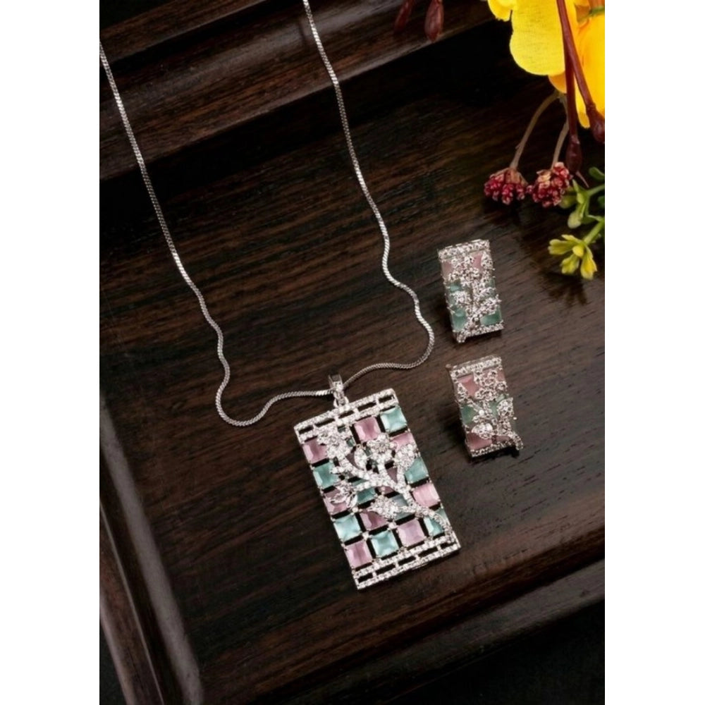 Vaystra Handcrafted Brass Silver Plated Pendant Set - Multicolor, Edition
