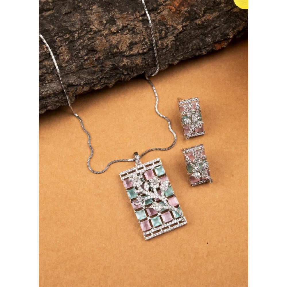 Vaystra Handcrafted Brass Silver Plated Pendant Set - Multicolor, Edition