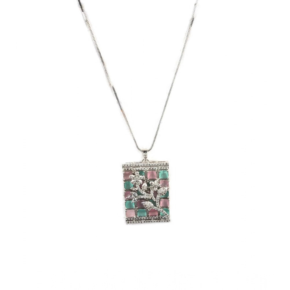 Vaystra Handcrafted Brass Silver Plated Pendant Set - Multicolor, Edition