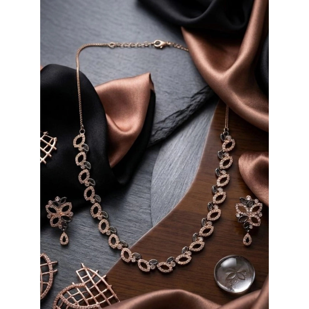 Vaystra Brass Silver Plated Necklace set - Silver,