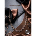 Vaystra Brass Silver Plated Necklace set - Silver,