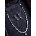 Vaystra Handcrafted Brass Silver Plated Necklace set - Turquoise, Edition