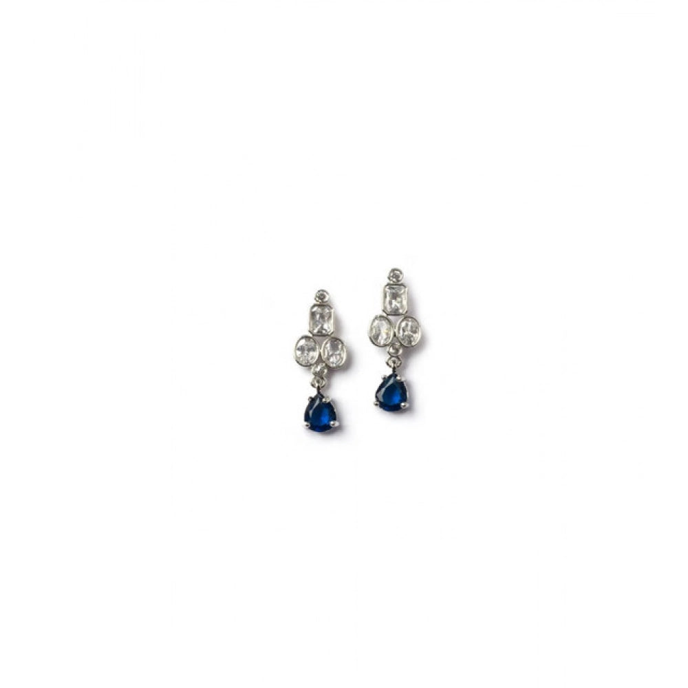 Vaystra Gold Plated Brass Silver Plated Necklace set in Blue,