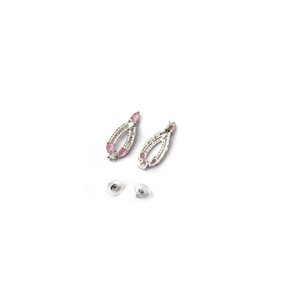 Vaystra Brass Silver Plated Necklace set - Pink,