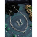 Vaystra Gold Plated Brass Silver Plated Necklace set in Green,