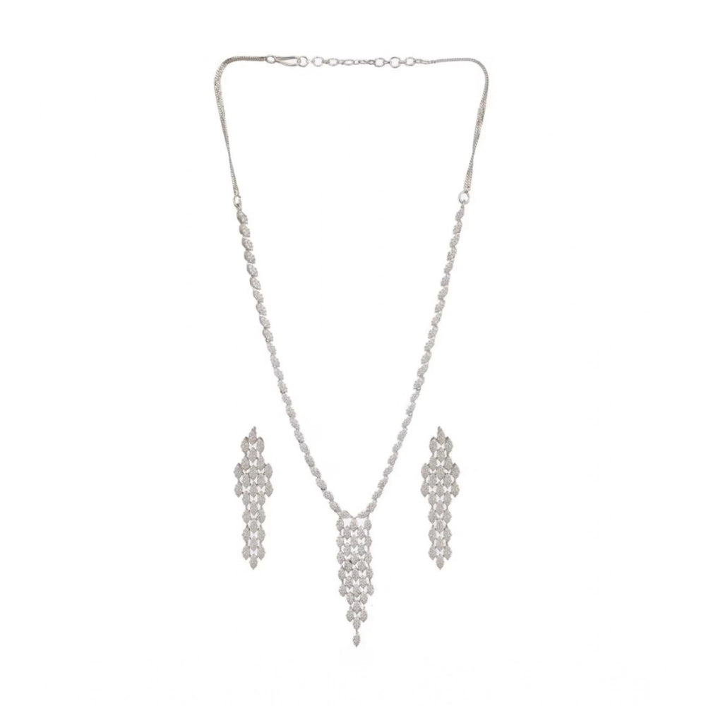 Vaystra Gold Plated Brass Silver Plated Necklace set in Silver,