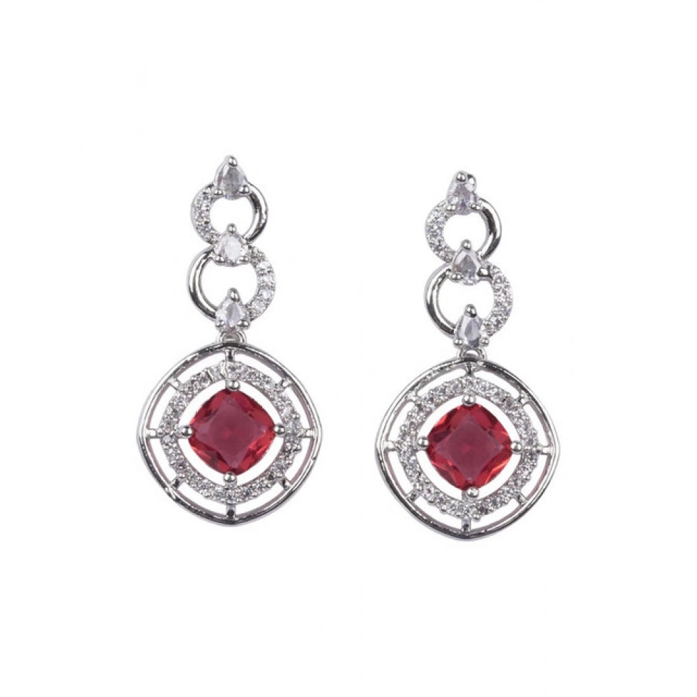Vaystra Handcrafted Brass Silver Plated Necklace set - Red, Edition