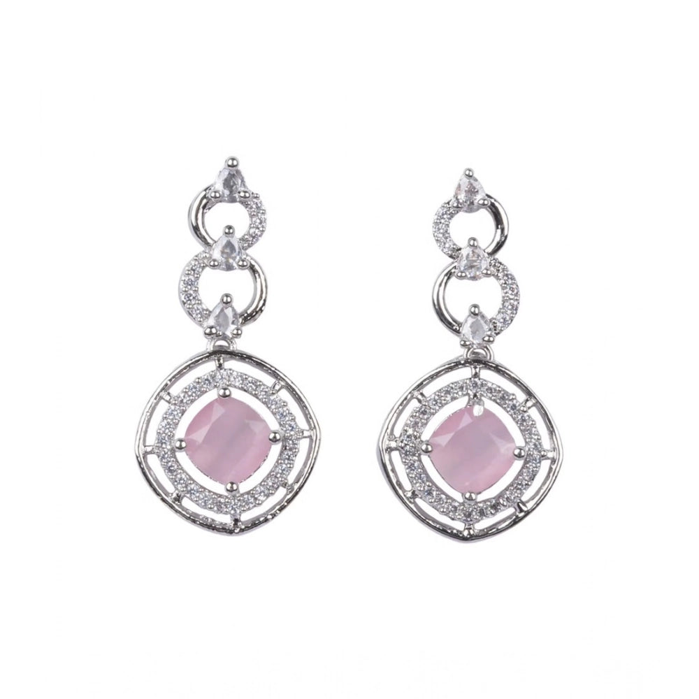 Vaystra Gold Plated Brass Silver Plated Necklace set in Pink,