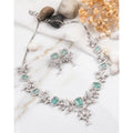 Vaystra Gold Plated Brass Silver Plated Necklace set in Turquoise,