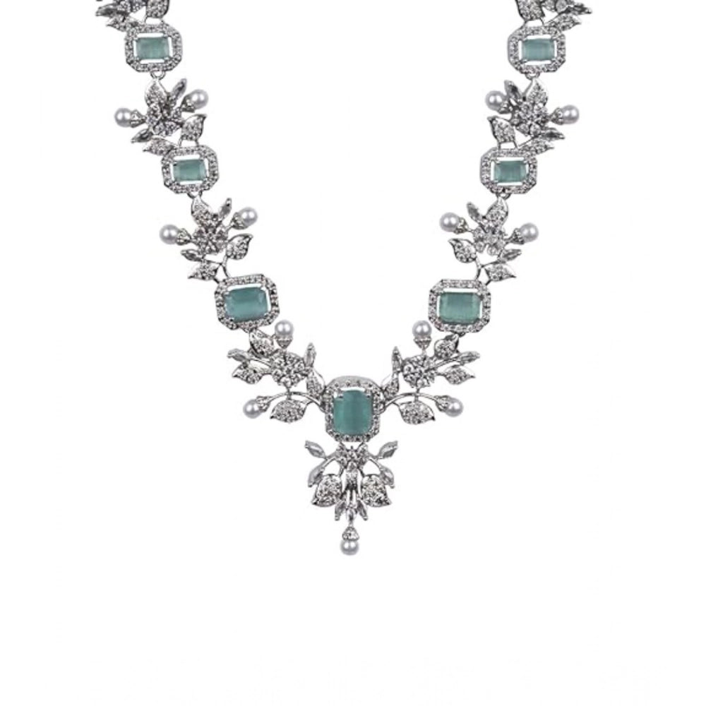 Vaystra Gold Plated Brass Silver Plated Necklace set in Turquoise,