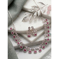 Vaystra Gold Plated Brass Silver Plated Necklace set in Pink,