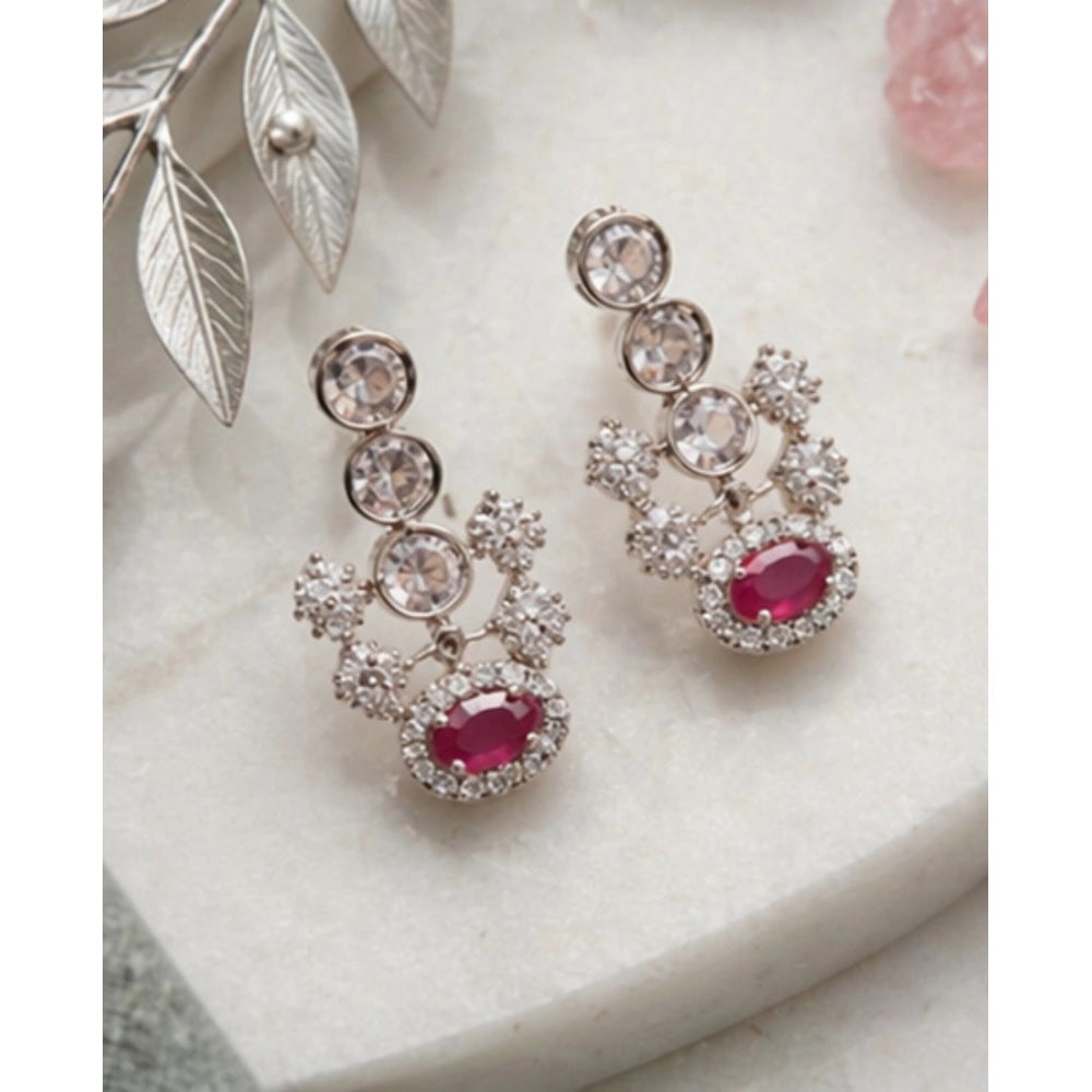 Vaystra Gold Plated Brass Silver Plated Necklace set in Pink,