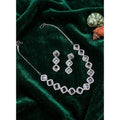 Vaystra Brass Silver Plated Necklace set - White,