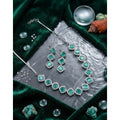 Vaystra Handcrafted Brass Silver Plated Necklace set - Turquoise, Edition