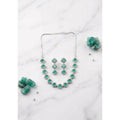 Vaystra Gold Plated Brass Silver Plated Necklace set in Green,