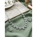 Vaystra Gold Plated Brass Silver Plated Necklace set in Turquoise,