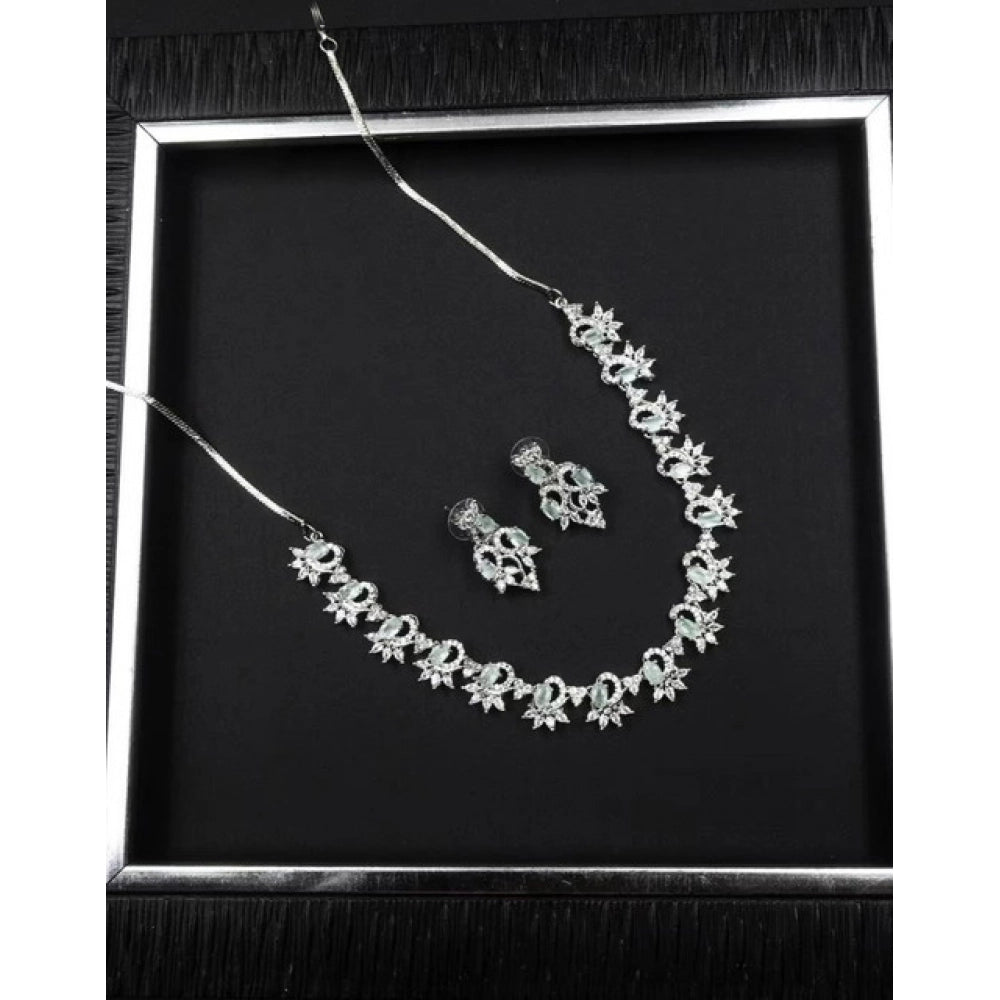 Vaystra Gold Plated Brass Silver Plated Necklace set in Turquoise,